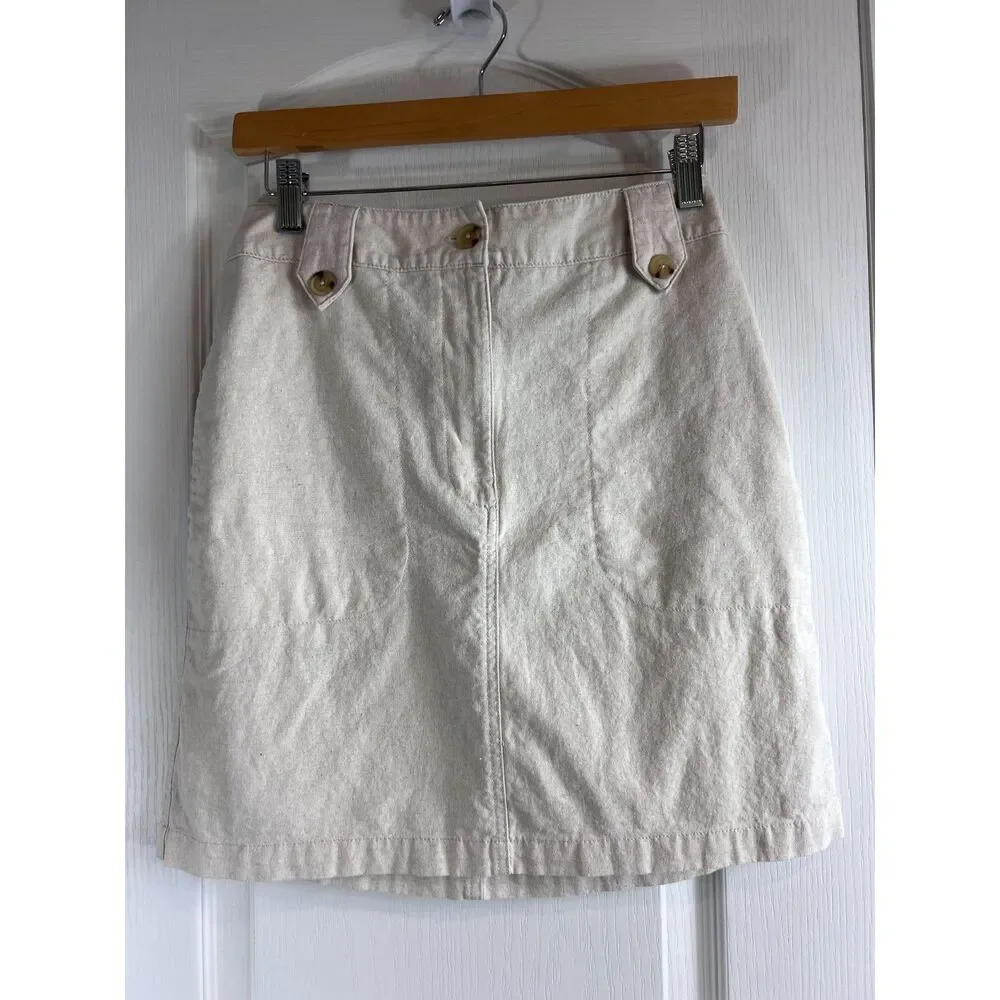Universal Thread Women's Cotton Linen Blend Skirt Beige Size S